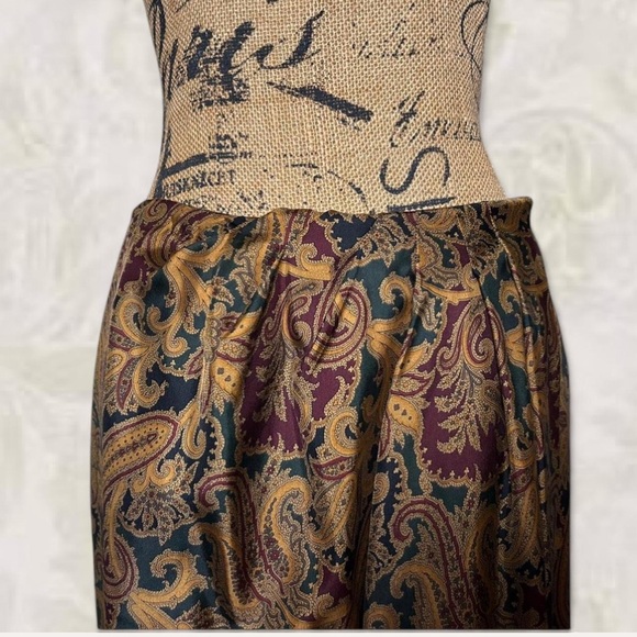 Vintage DKNY 100% Silk Paisley Maxi Skirt Size 12 Boho Luxe - Picture 2 of 5